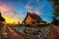 Twilight shot of Sirindhorn Wararam Phu Prao Temple is public Temple in Ubonrachatani, Thailand