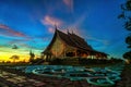 Twilight shot of Sirindhorn Wararam Phu Prao Temple is public Temple in Ubonrachatani, Thailand