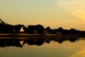 Twilight shot, Sunset with pavilion over lake or pond or swamp o
