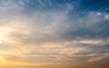 Twilight sky with colorful sunset and clouds at beach Royalty Free Stock Photo