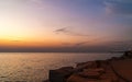 Twilight sky with colorful sunset and clouds at beach Royalty Free Stock Photo