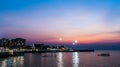 Twilight sky with colorful sunset and clouds at beach Royalty Free Stock Photo