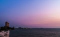 Twilight sky with colorful sunset and clouds at beach Royalty Free Stock Photo