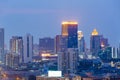 Twilight sky over Bangkok city office building Royalty Free Stock Photo