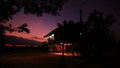 Twilight sky with silhouette house at the rural