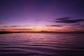 Twilight sky and silhouette of a seagull birds at sunrise,at sunset Royalty Free Stock Photo