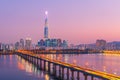 Twilight sky sunset at Seoul City and Lotte Tower,South Korea.