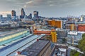 Twilight skyline of city of London and Thames river, Great Britain Royalty Free Stock Photo