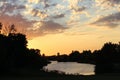 Sunset on a prairie pond Royalty Free Stock Photo