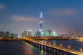 Twilight sunset at Han river with city in Seoul ,South Korea Royalty Free Stock Photo