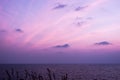 Twilight sunset sky with beautiful clouds over sea Royalty Free Stock Photo