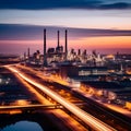 Twilight Symphony of Industry: A Metropolis Fueled by Power Royalty Free Stock Photo