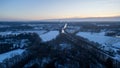 Twilight Tapestry: Snowy Countryside and Winding River