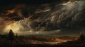Twilight Tempest: Abstract Stormy Skies Over Desolate Landscape