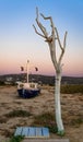 Twilight time in Plaka beach, in Naxos, Greece Royalty Free Stock Photo