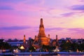 Twilight time of Wat Arun across ChaoPhraya River Royalty Free Stock Photo