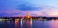 Twilight time of Wat Arun across ChaoPhraya River