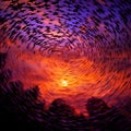 Twilight Twirl - A flock of starlings forming mesmerizing patterns at dusk