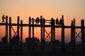 Twilight on the U Bain bridge. Amarapura