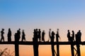 Twilight in Uben Bridge in Myanmar.