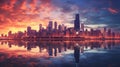 Twilight view of chicago city Royalty Free Stock Photo