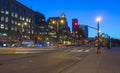 Twilight view corner of the Embarcadero St. and Folsom St. in San Francisco