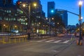 Twilight view corner of the Embarcadero St. and Folsom St. in San Francisco