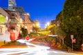 Twilight view of the famous Lombard Street