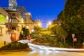 Twilight view of the famous Lombard Street