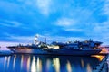 Twilight view of the famous USS Midway Museum Royalty Free Stock Photo