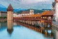 Chapel Bridge at Twilight, Lucerne, Switzerland Royalty Free Stock Photo