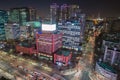 Twilight view of office buildings and traffic in Songpa-gu, Seoul