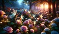 Twilight Whispers: A Dreamlike Encounter of Roses and Fairies