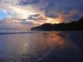 Twilight of winter on pacific ocean coast