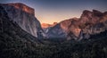 Twilight on Yosemite Valley, Yosemite National Park, California Royalty Free Stock Photo