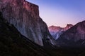 Twilight on Yosemite Valley, Yosemite National Park, California Royalty Free Stock Photo