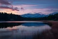 Twilights beauty captured in serene sky lake juxtaposition