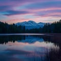 Twilights beauty captured in serene sky lake juxtaposition