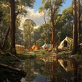 Twill Relief: Detailed Realism Of Tents In Australia\'s Mirrored Realms