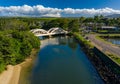 Twin arched bridge over the river Anahulu in Haleiwa on Oahu Royalty Free Stock Photo