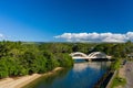 Twin arched bridge over the river Anahulu in Haleiwa on Oahu Royalty Free Stock Photo