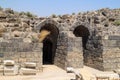 Twin arches leading to theater of Beit She`an near Sea of Galilee Royalty Free Stock Photo