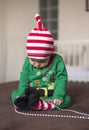 Twin babies elf helper of Santa Royalty Free Stock Photo