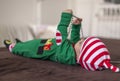 Twin babies elf helper of Santa Royalty Free Stock Photo