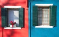 Twin balconies from Burano island, Venice