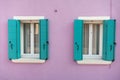 Twin balconies from Burano island, Venice