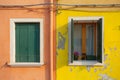 Twin balconies from Burano island, Venice