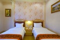 Twin bed hotel room Royalty Free Stock Photo