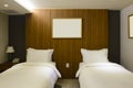 Twin bed hotel room interior Royalty Free Stock Photo