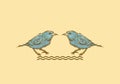 Twin bird line art illustration drawing Royalty Free Stock Photo